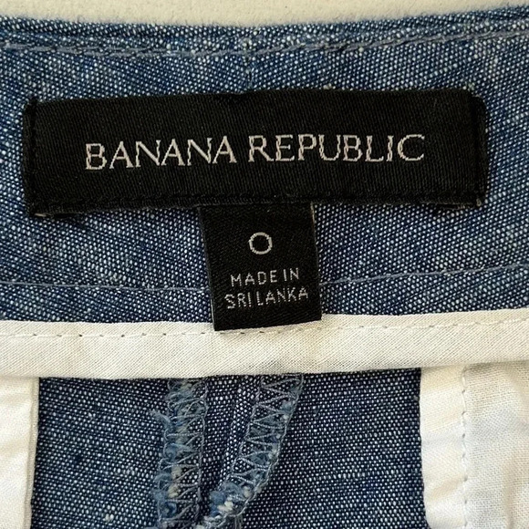 Banana Republic Shorts Tailored Blue Chambray Gold Buttons Size 0 - Picture 13 of 16